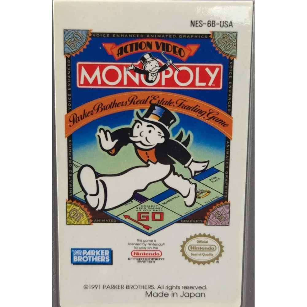 Parker Brothers No. 4028 Monopoly NES Video‎ Game CIB Nintendo NTSC-U